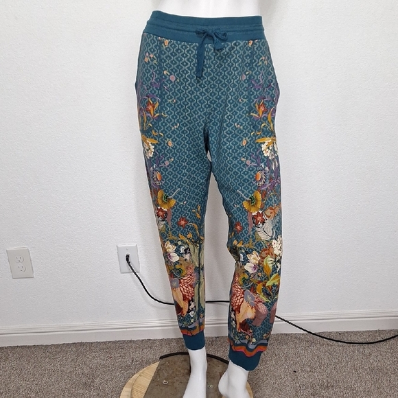 SALE! Johnny Was JW Los Angelos Quiet Luxury French Terry Floral Ankle Pants L - Picture 2 of 16